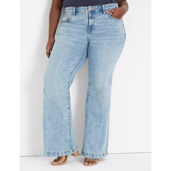 NEW Lane Bryant Signature Fit Boot Mid Rise 24 Light Wash Flex Magic Waistband - Picture 1 of 14